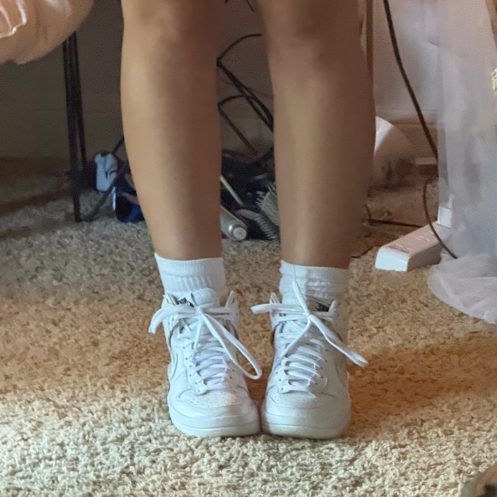 Nike Women's Cream High-Top Sneakers - Picture 4 of 5